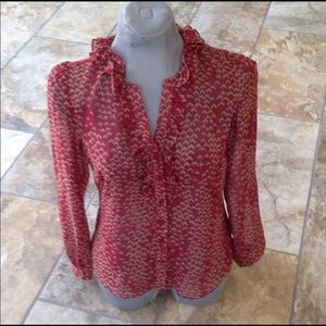 Beautiful wash and wear Olive & Oak sheer blouse